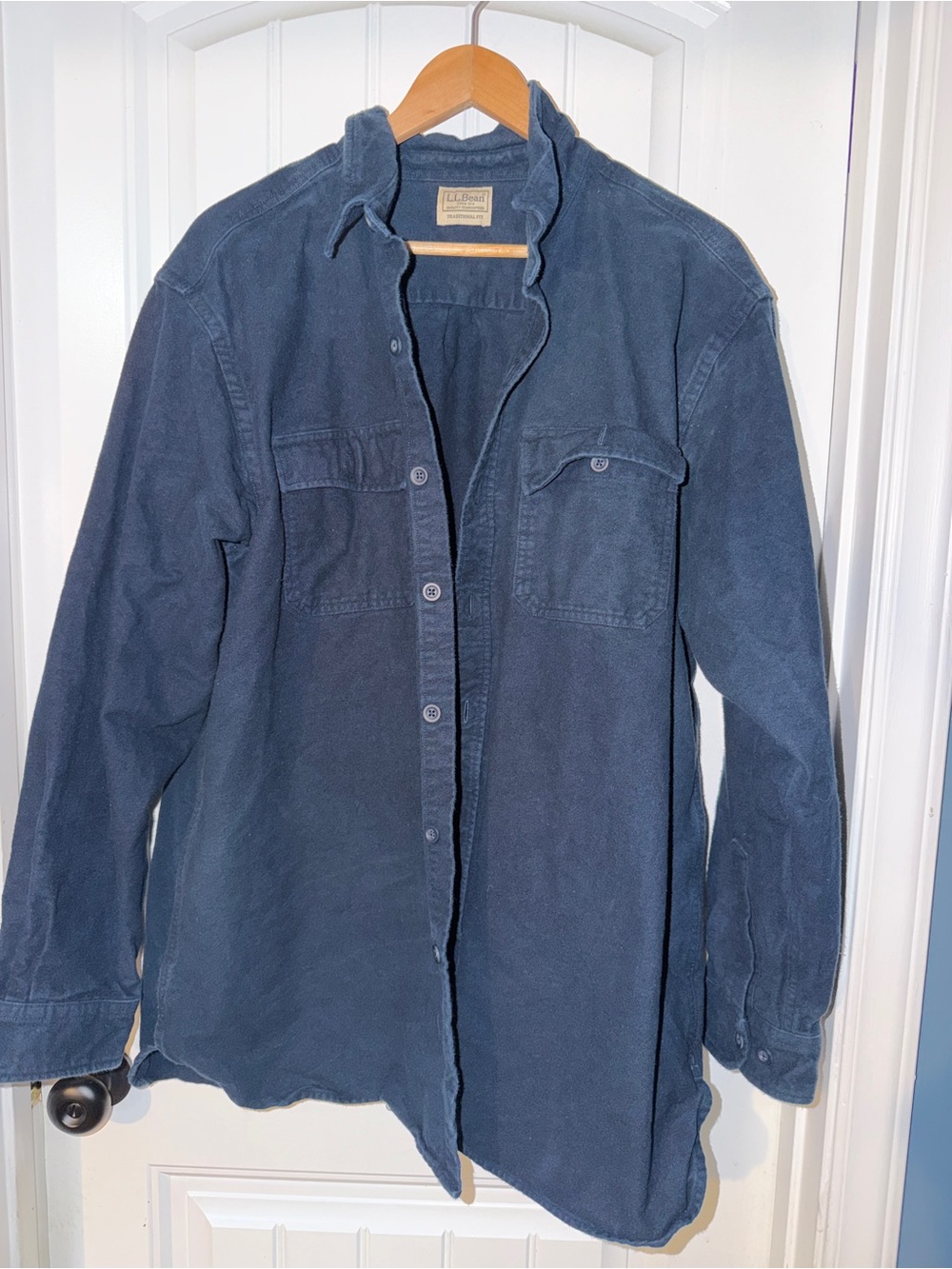 L.L. Bean Men's Navy Blue Flannel Shirt